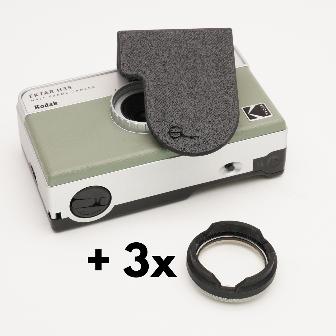 Cache d'objectif, adaptateur de filtre & protection de déclencheur pour Kodak Ektar H35