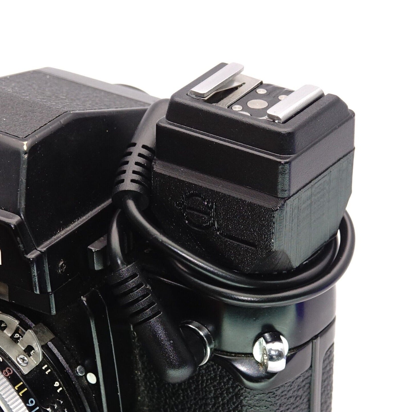 Flash adapter cold shoe with PC cable for Nikon F3, Canon F-1