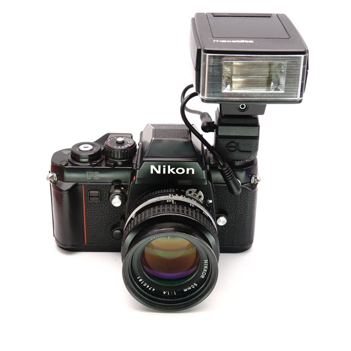 Flash adapter cold shoe with PC cable for Nikon F3, Canon F-1