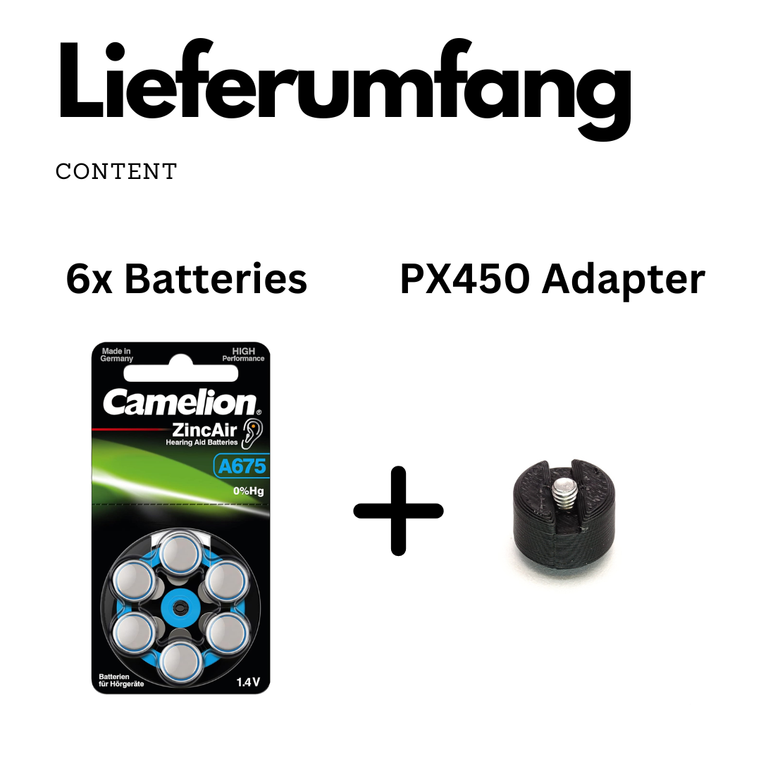 Adaptateur de batterie PX450 incl. 6x piles 1,4V pour Bolex P1, P2, P3 & Alpa 10d