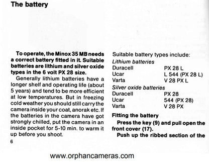 Adattatore batteria PX28 (4x LR44) per Minox 35 MB, ML & MDC