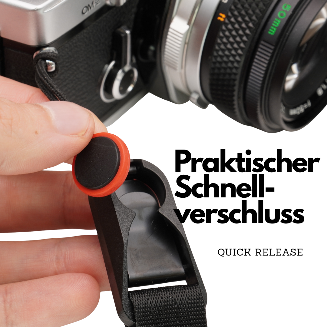 Correa de cámara con cierre rápido para Canon AE-1, Nikon F3 y Olympus OM-1