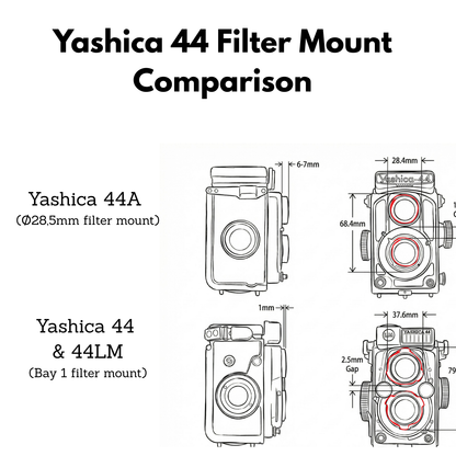 Pare-soleil et bouchon pour Yashica 44, 44LM, 44A (Baïonnette 1 / 28,5 mm)