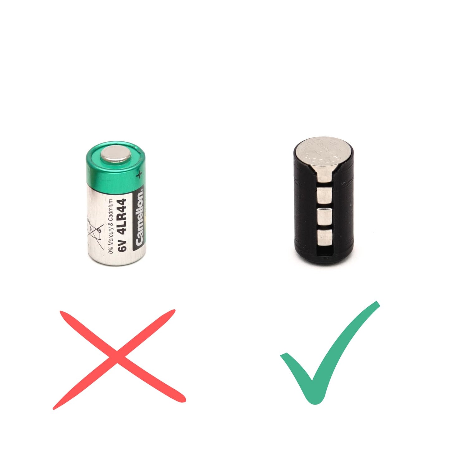 Adaptador de batería (4x LR44 a 4LR44/PX28) para Canon AE-1, A-1, Mamiya 645 y Pentax 67